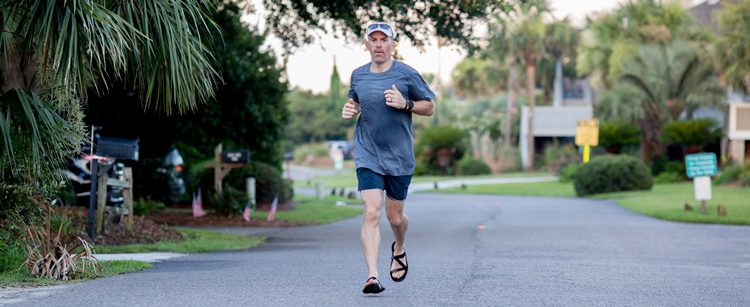 Runner Mark Semmler in his compostable shoe