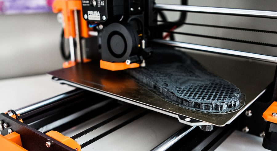 3D printer printing a shoe